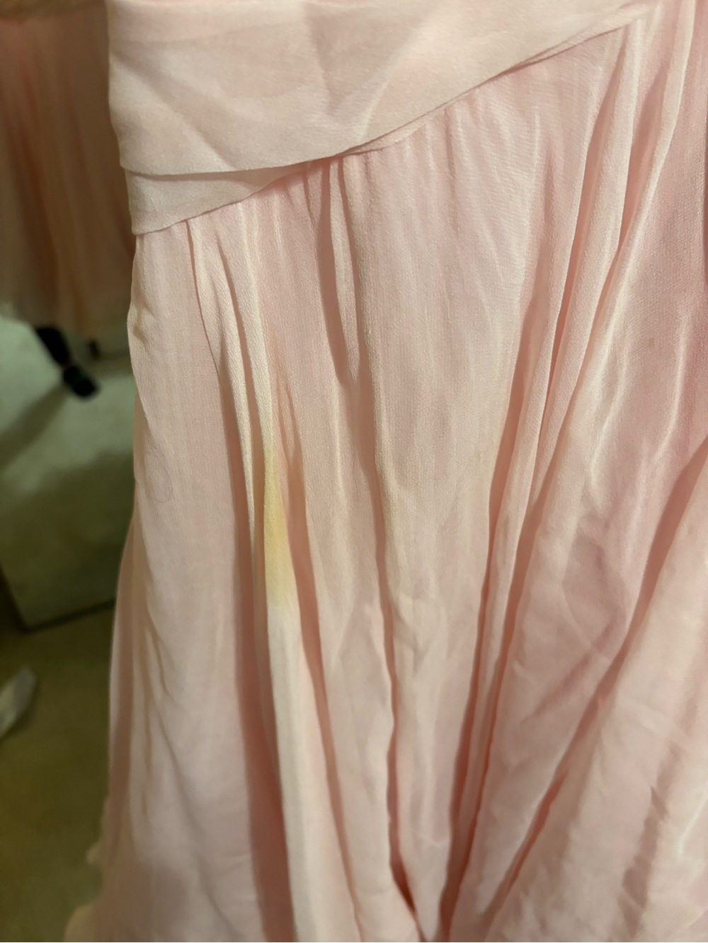 Vintage Mignon Strapless Pink Ruffled Silk Maxi Dress - Picture 5 of 10
